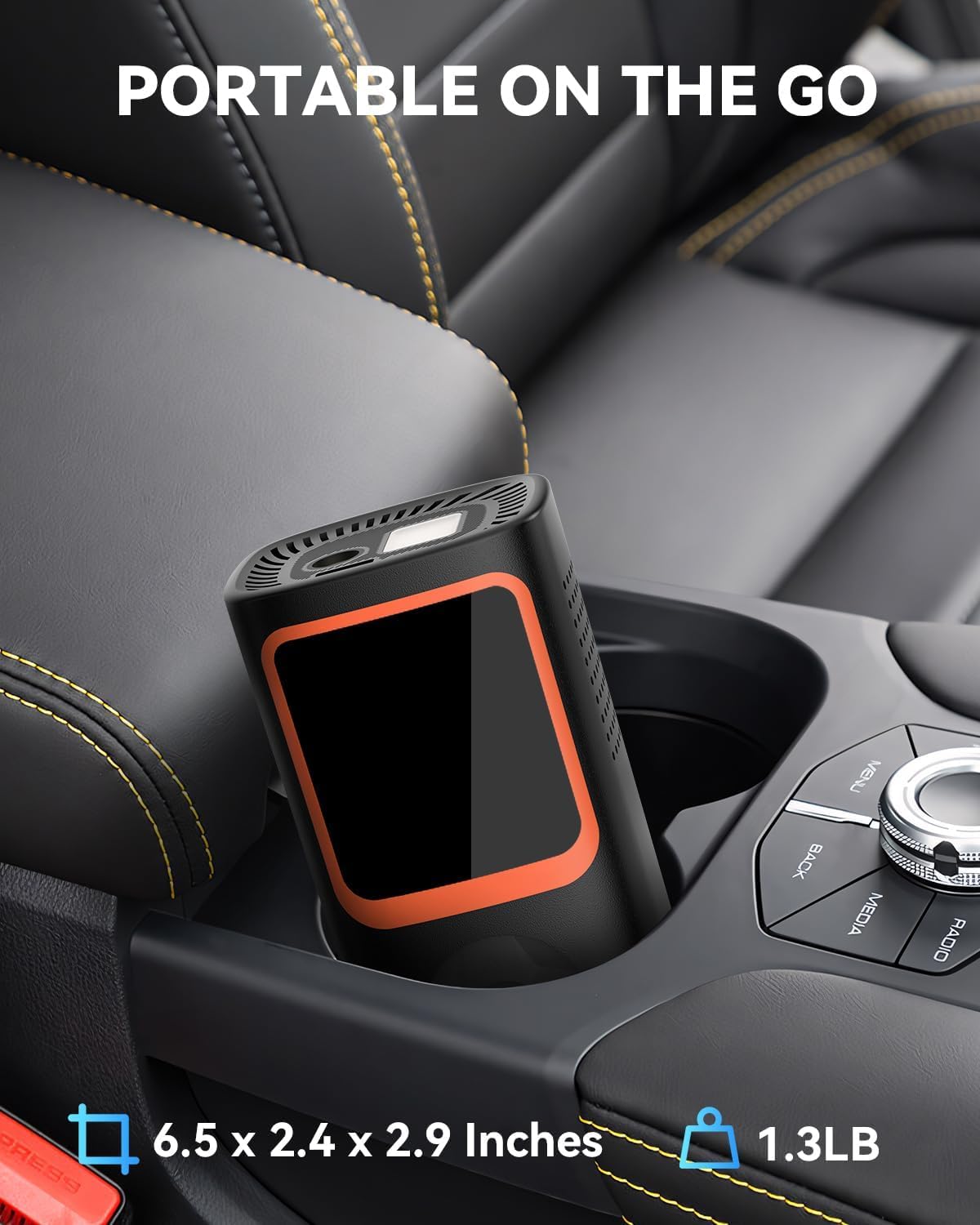 Elektrische Luftpumpe - 6000mAh & 150PSI Fahrradpumpe für Autoreifen mit Manometer & LED-Licht, 2X schnellere Aufblasung Mini Kompressor für Auto Fahrräder, Motorra 7