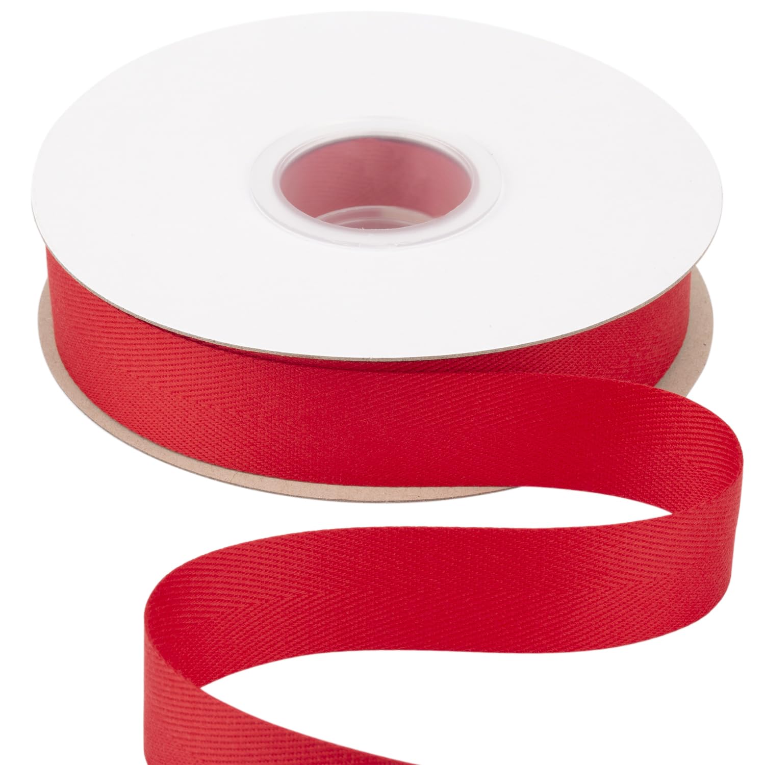 Ribbonitlux Tape Twill Ribbon 25mm x 22.5 Meters, Soft Red Herringbone Bias Tape for DIY Craft, Sewing, Gift Wrapping, and Home Decor