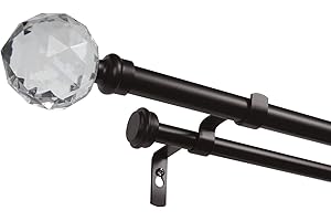 EXCLUSIVE HOME CURTAINS Exclusive Home Crystal Ball Double Curtain Rod and Finial Set, Matte Bronze, Adjustable 66"-120"