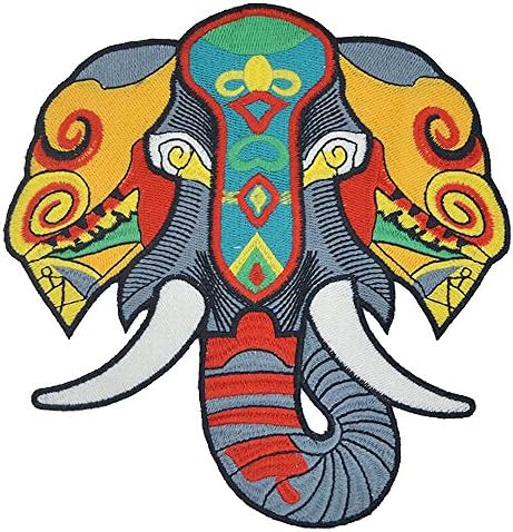 22x22 cm/8x8 inches Patches Pack Hand Iron On Sewing On Embroidered Patch Clothes Stickers Garment DIY Apparel Appliques Decal Sticker (India elephant)