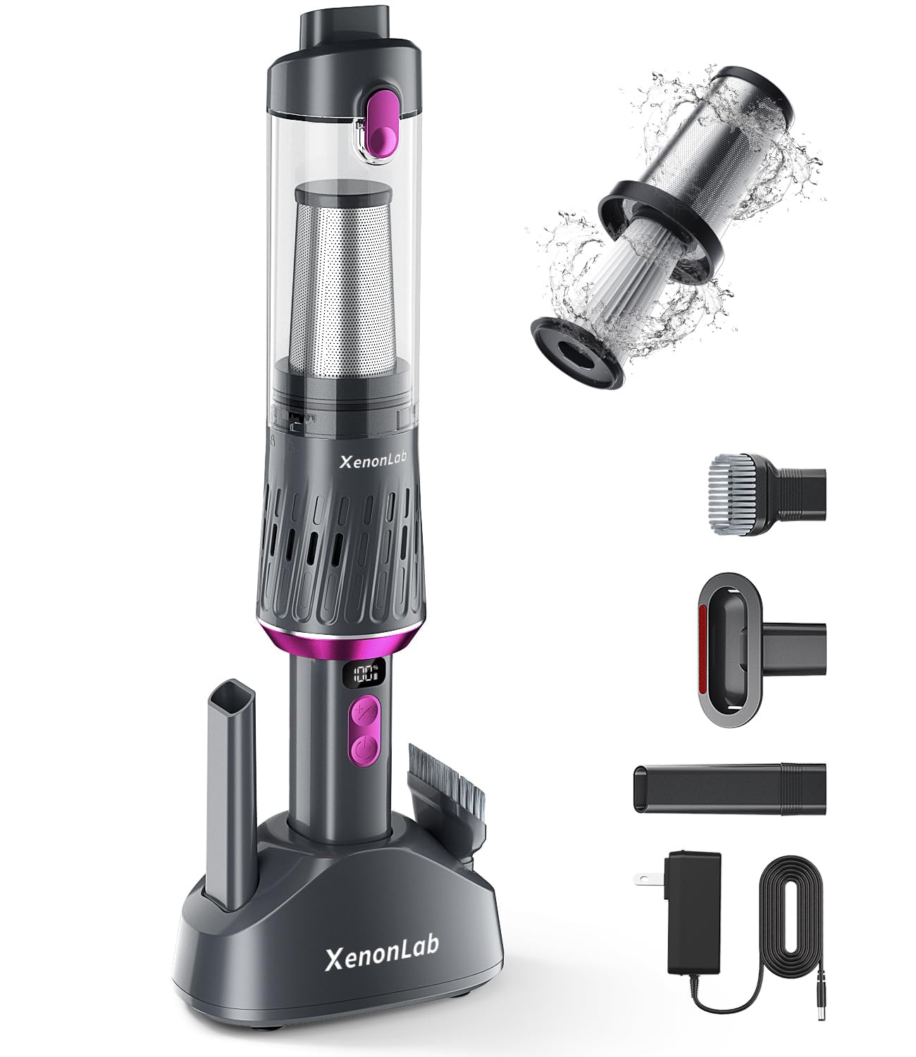 Photo 1 of *UNTESTED*
XenonLab Handheld Vacuum Cordless 25000Pa Car Vacuum 3-in-1 Handheld Vacuum, Includes Smart Display and Charging Base Hand Vac Cordless Rechargeable One-Touch Empty for Home/Pet/Car (Violet)
