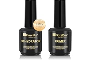 GAZEPLUS Nail Dehydrator and Primer Set, 15ML Acid-Free Natural Nail Dehydrator & Nail Primer Professional and Long-lasting for Nail Art Polish Acrylic Gel Extension Gel False Nails and Powders