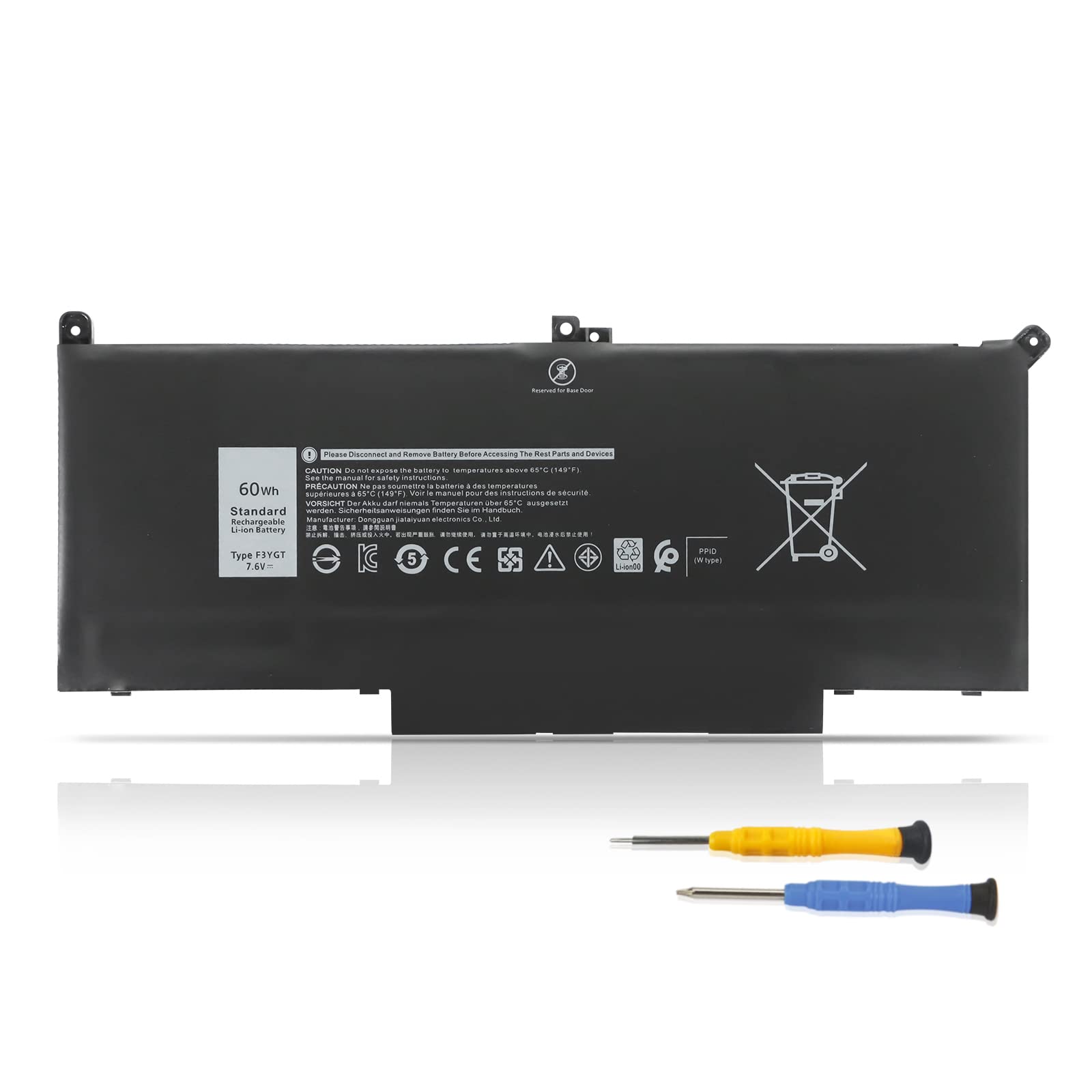 K KYUER 7.6V 60Wh F3YGT Laptop Battery for Dell Latitude 12 7000 7280 7290 13 7380 7390 P29S002 Latitude 14 7480 7490 P73G002 Business Notebook DM3WC 0DM3WC DM6WC 2X39G KG7VF V4940 451-BBYE 453-BBCF