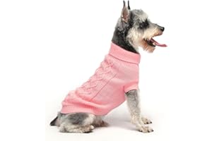 MengMengDa Small Dog Warm Winter Sweater - Pet Clothes Dog Knitwear for Small to Medium Breeds (Pink S)