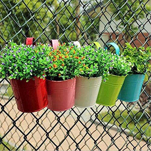 IngTall 10pcs Iron Hanging Flower Pots, 4 inch Metal Hanging Plant Pot with Detachable Hook