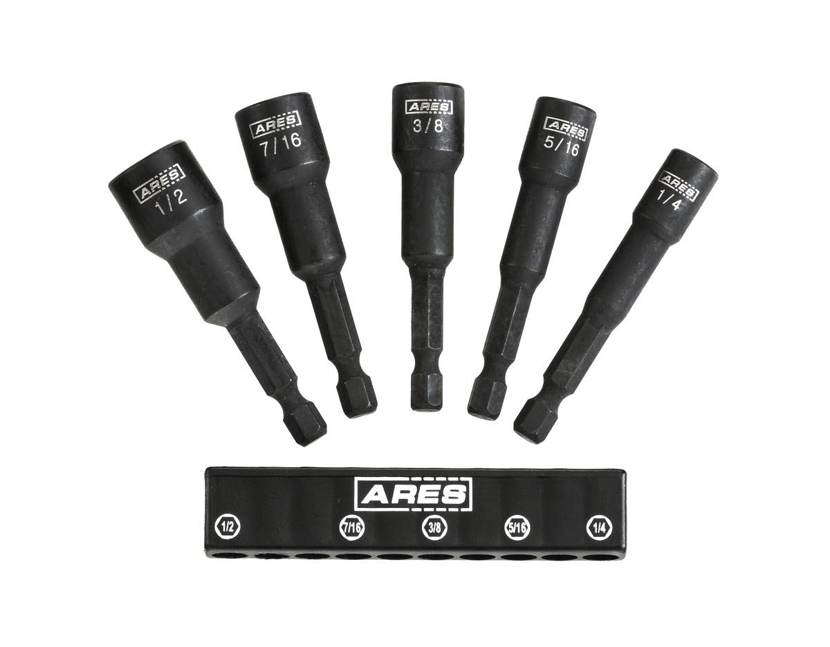 ARES 70028 | SAE Impact Magnetic Nut Driver Set | 2 1/2-inch Impact Grade Nut Setter with Industrial Strength Magnet