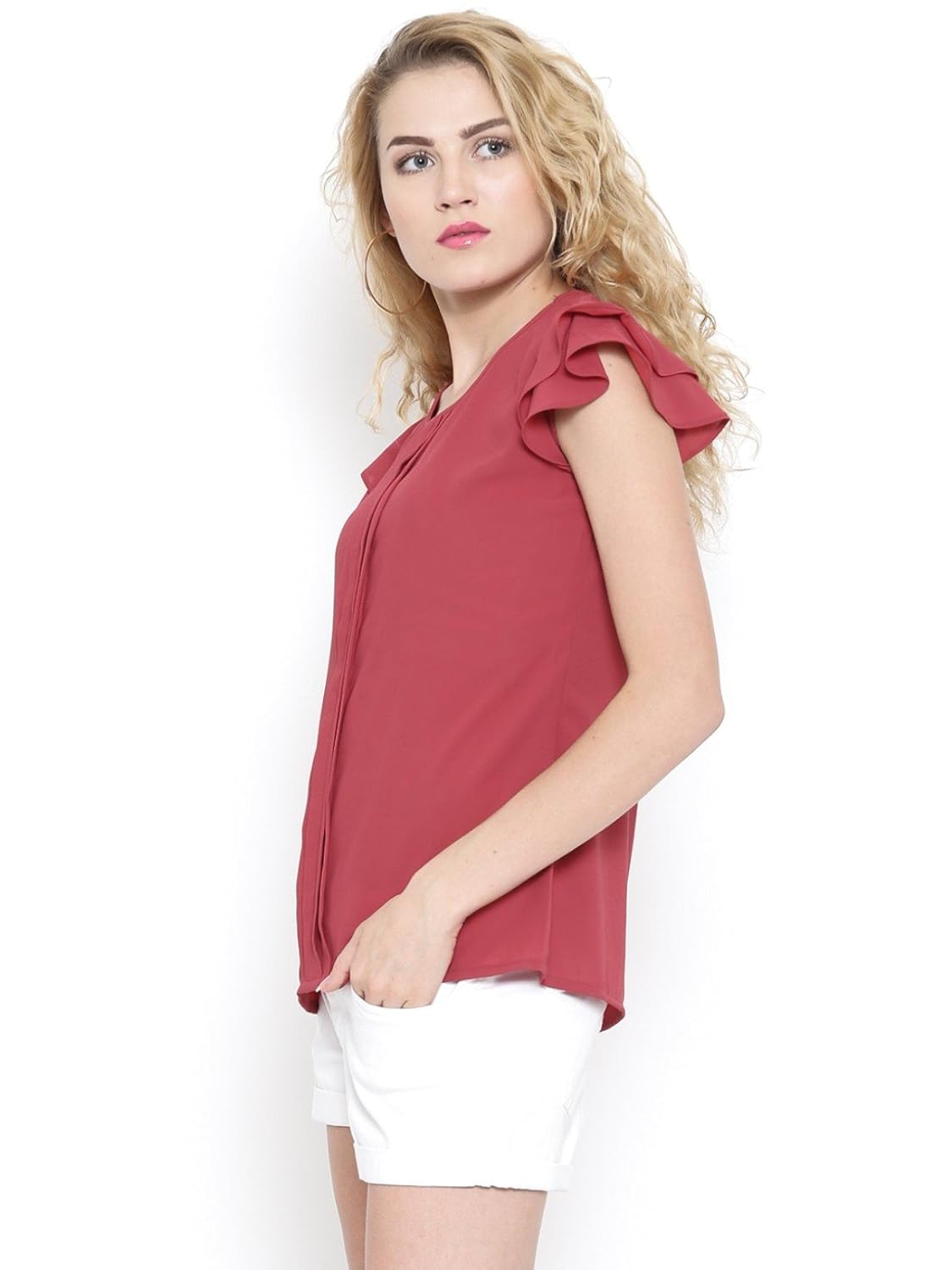 rare pink pleated top (ep1334a)