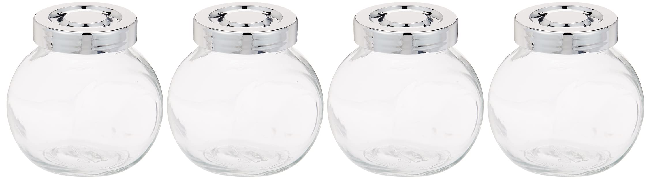 IKEA Rajtan 400.647.02 Spice Jar, Glass, Aluminium Colour, Pack of 4, Transparent