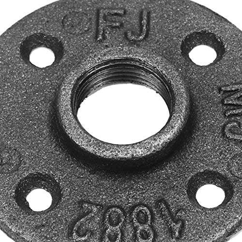 16 Pack Floor Flange Iron Pipe Floor Threaded Pipe Fitting with Threaded Hole for Industrial Pipe, Furniture and DIY Decoratio (1/2 inch)