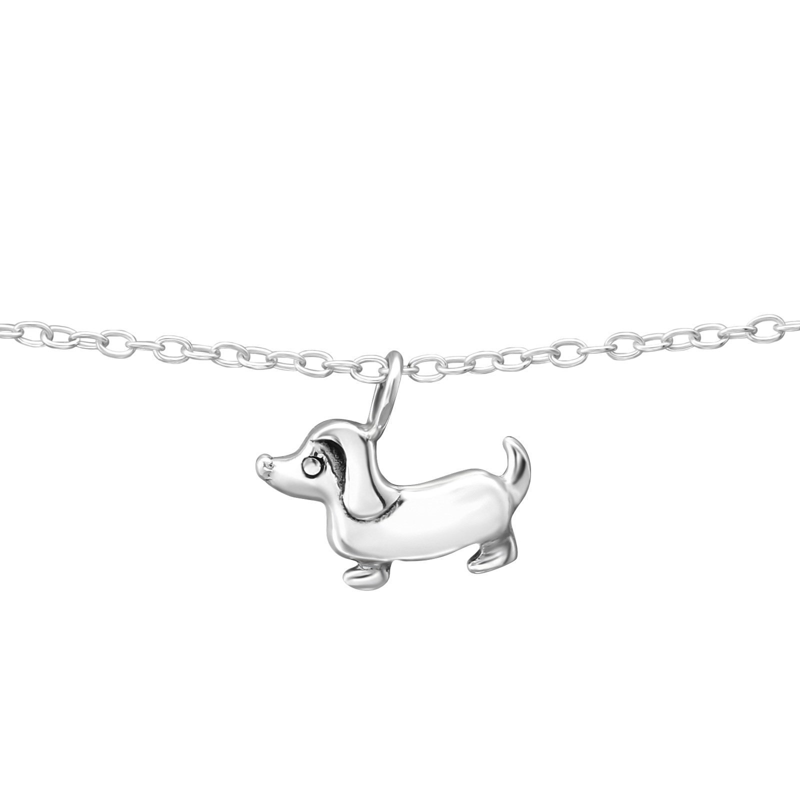 The Rose & Silver Company Women 925 Sterling Silver Dog Anklet 25cm / 9.8"