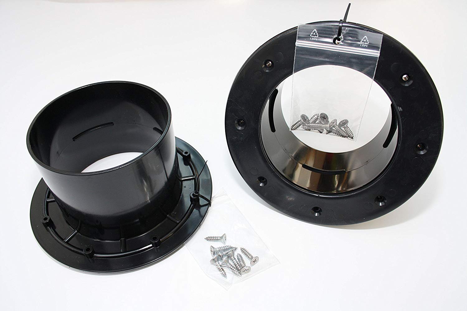 Osaga ABS 110 mm tank feed-through, foil feed-through, container bushing with counter flange, 110 mm, black