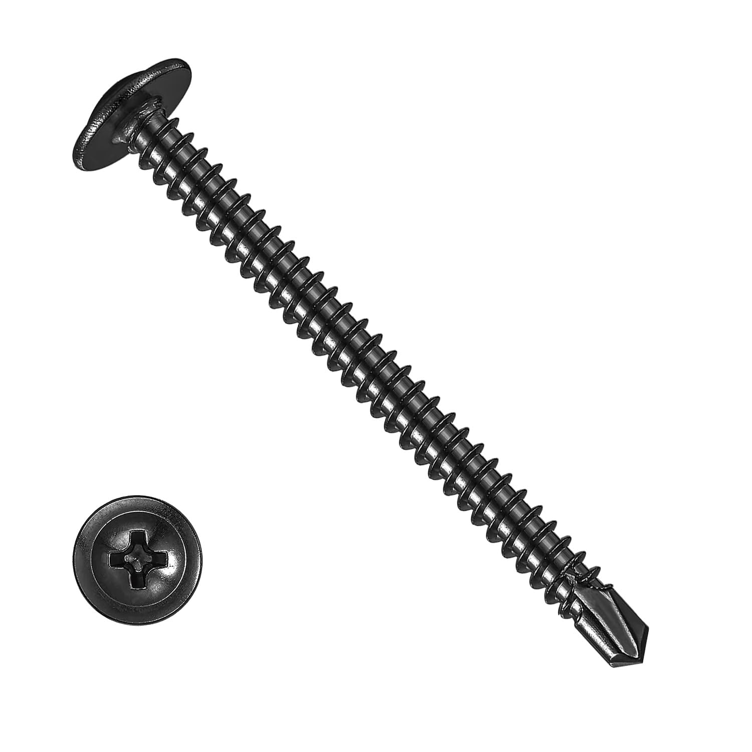 Photo 1 of #8 x 2'' Sheet Metal Screws 410 Stainless Steel Screws Self Tapping Screws Black Screw Corrosion Resistant, High Strength with Modified Truss Heads.(70PCS)