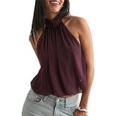 Women Y2k Halter High Neck Top Sexy Open Back Sleeveless Ruched Cinched Waist Cropped Shirt Retro Going Out Camisole