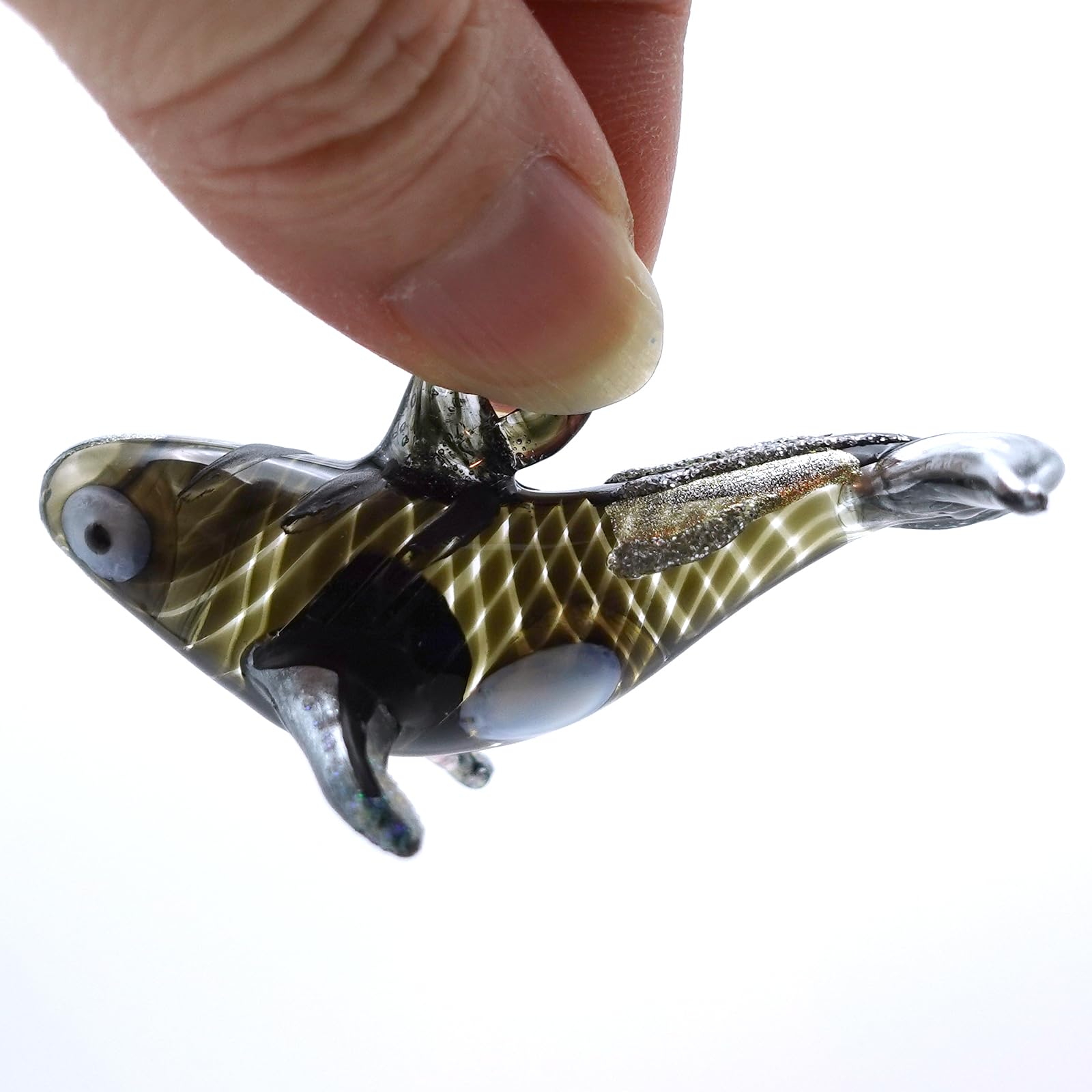 Sansukjai Orca Killer Whale Miniature Figurines Animals Hand Blown Glass Art Collectible Gift Home Décor Christmas Decorate Wall Hanging (Black)