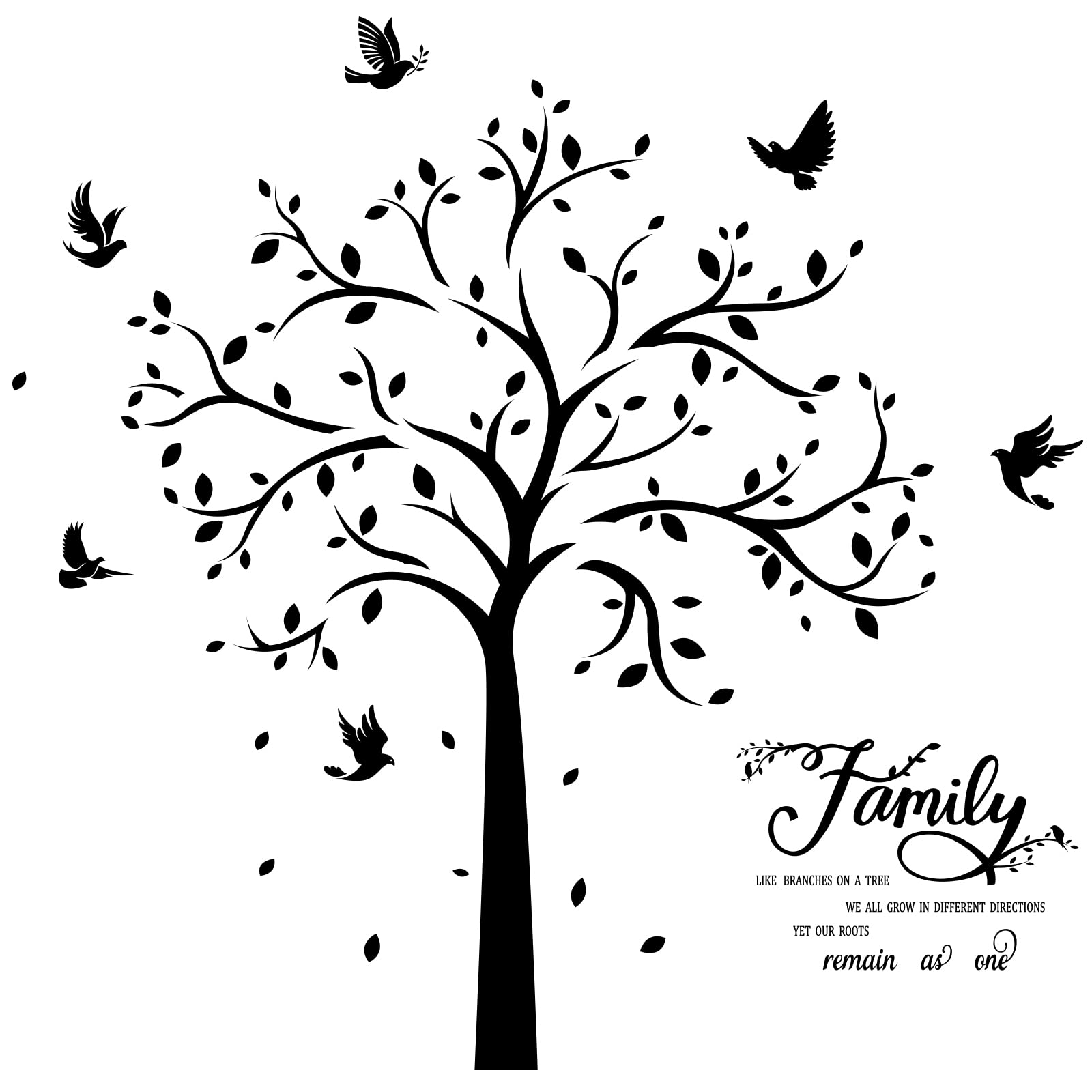PLIGREAT Large Family Photo Frames Tree Wall Stickers, Peel and Stick Wall Decals, Removable Vinyl Family Quotes Wall Sticker for Living Room Bedroom Wall Decorations Home Indoor Wall Art Decor