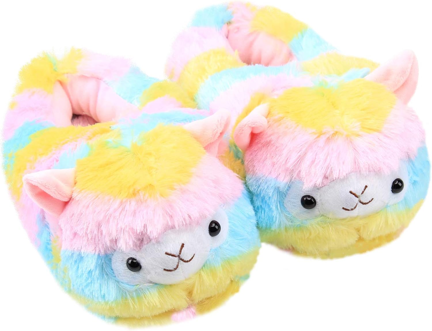 Soft Plush Stuffed Animals Rainbow Alpaca Llama Slippers Lovely Winter