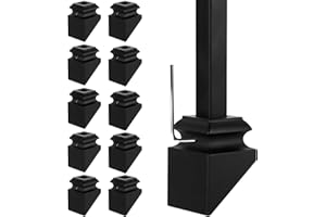 Gyykzz 10 Pack Iron Baluster Slant Shoes with Screw, Stair Baluster Shoes Slant Angle Use for 1/2" Square Iron Balusters, Matte Black Wrought Balusters Shoes for Staircase Spindle Interior