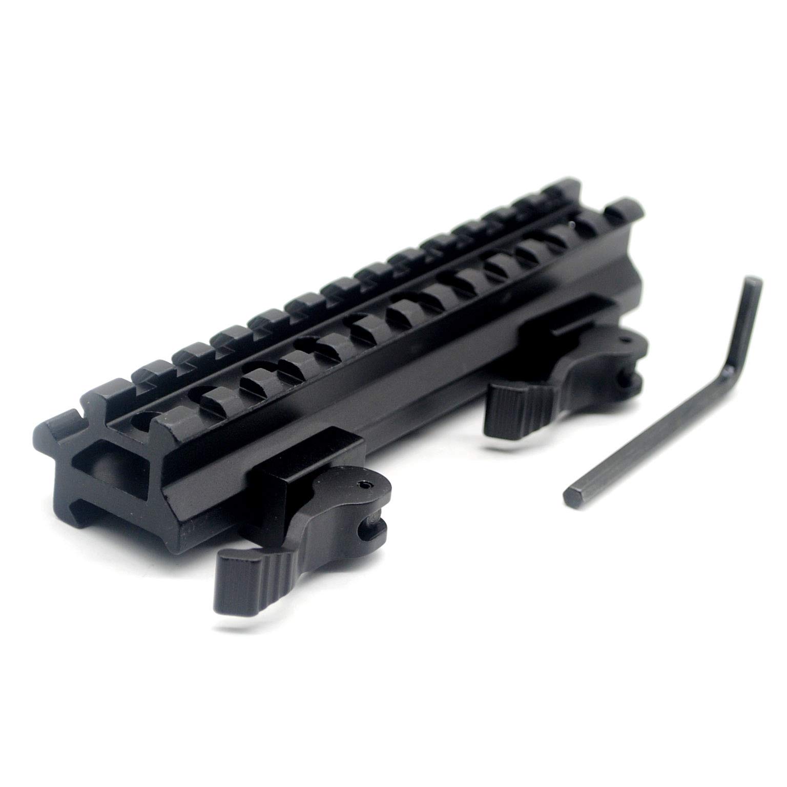TRIROCK see-through Throw Lever Riser Mount Picatinny Riser Mount with 13 Slots Double Rails Quick Release Detachable fits Scope Optics