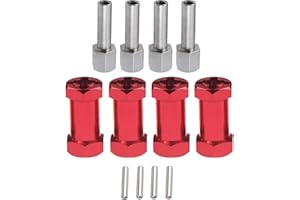 AMOGOT 4Pcs RC Wheel Spacers 12mm Wheel Hex Hub 25mm Extension Adapter for 1/10 RC Crawler Axial Scx10 90046 D90 Redcat RC Hex Drive Adapter Combiner Coupler (Red,25mm)
