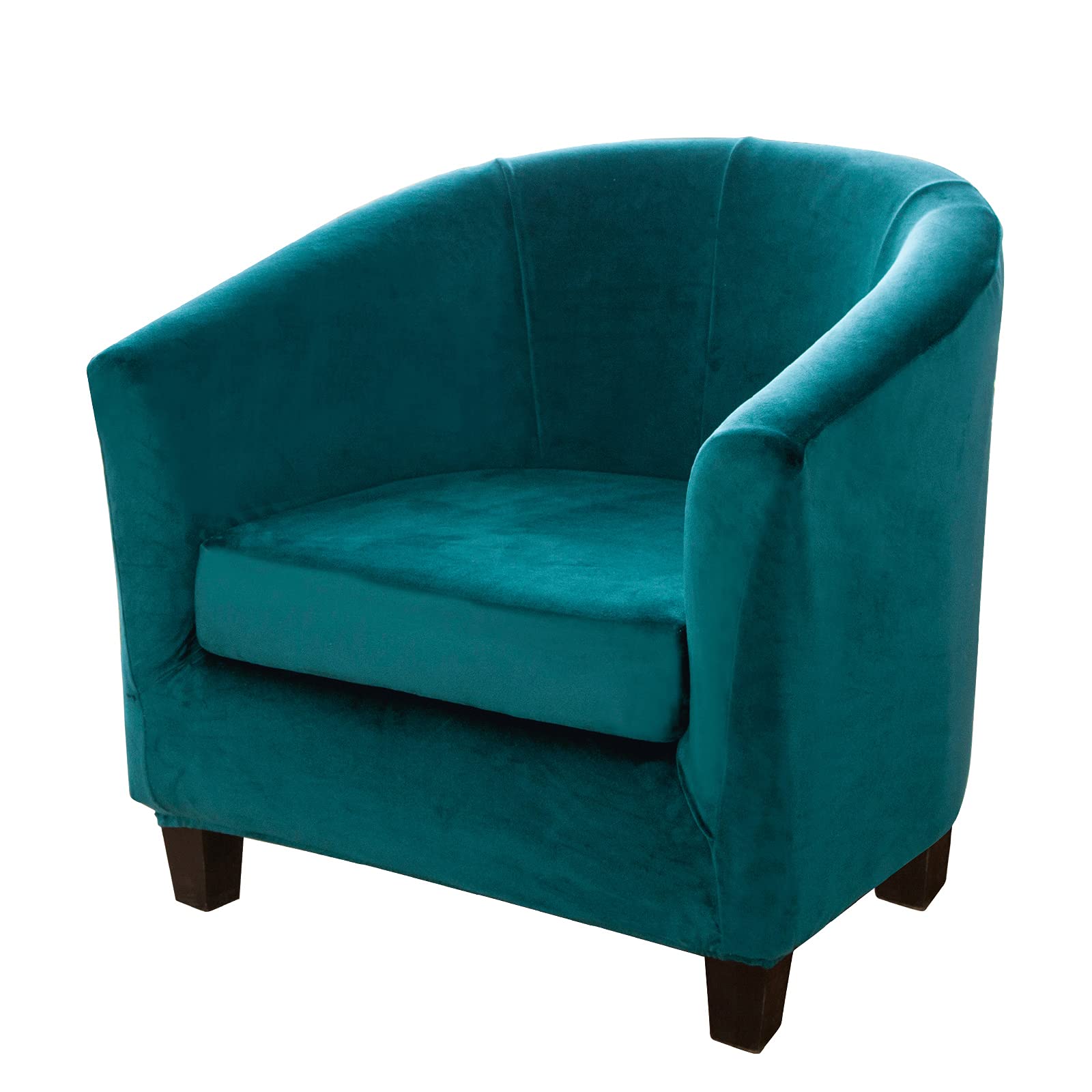 Velvet Club Chair Slipcover,Stretch Tub Chair Cover Barrel Chair Slipcover Armchair Sofa Cover Removable Elastic Furniture Protector 2-Piece Arm Chair Cover for Living Room(Emerald-Green,1pc)