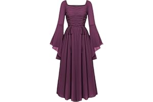 Scarlet Darkness Women 2024 Renaissance Chiffon Dress Medieval Costume Ruched Cottagecore Dress