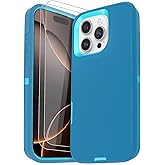 DHCALL for iPhone 16 Pro Case (6.3"), with 2 Tempered Glass Screen Protector [Heavy Duty Military-Grade Full Body Drop Protection] Shockproof Tough Durable 6.3 Inch(Blue)