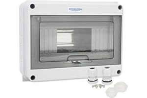 MOLLOM 8 Way Circuit Breaker MCB Distribution Protection Box with DIN Rail, IP65 Waterproof,for Indoor and Outdoor