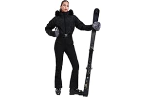 GSOU SNOW Womens Ski Suits Down One Piece Snowsuit Waterproof Snowboard Jumpsuits Winter Ski Outfit