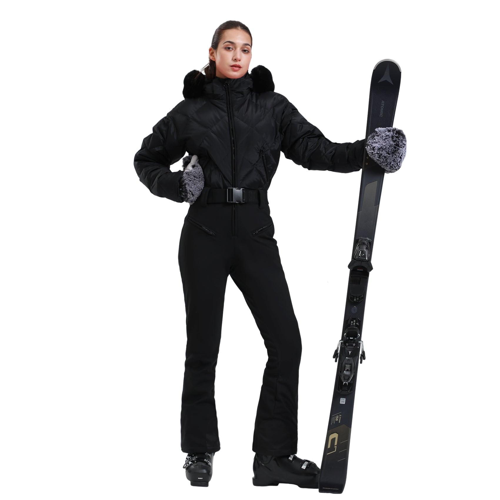 Photo 1 of GSOU SNOW Womens Ski Suits Down One Piece Snowsuit Snowboard Jumpsuit Insulated Windproof Outdoor Winter Sports /M-L