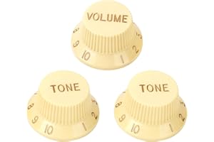 Banworks Imperial 24-Spline Electric Guitar Control Knobs 2 Tone and 1 Volume Knobs 6mm (15/64") Speed Knobs Top Hat for Fender Strat ST Electric Guitars Pack of 3 JT/XN-06 Cream