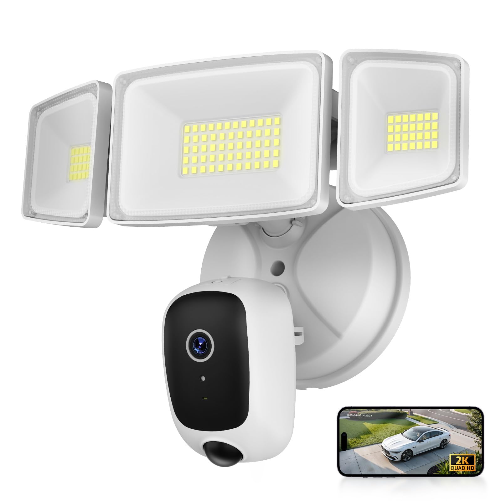 Photo 1 of Onforu Floodlight Camera Outdoor, 5500-Lumen 2K HD Smart Security Flood Light Surveillance Cam Wired, Custom Motion Detection Zones & Light Alerts, Color Night Vision, 2-Way Audio, 24/7 Record