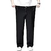 Djeanxa Men's Plus Size Jeans Elastic Waisted Baggy Denim Pants Big and Tall Straight Loose Fit Jeans Work Pants 2XL-6XL