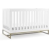 Delta Children Jade 4-in-1 Convertible Crib - Greenguard Gold Certified, Bianca White/Bronze