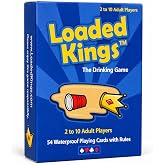 Loaded Kings Waterproof Drinking Card Game for Adults &ndash; Kings Cup Party | 54 waterproof plastic cards with rules printed on them &mdash; Ring of Fire / Circle of Death style for parties &amp; pool nights
