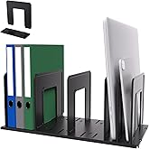 LuluEasy Adjustable Vertical File Sorter Sturdy Plastic Expandable Upright File Holder, Desktop Binder Organizer, School Office File Organizer Bookshelf Divider, Assemble Easily Endlessly, Black