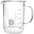 QWORK 500ml Beaker Mug with Handle, Borosilicate Glass Measuring Cup