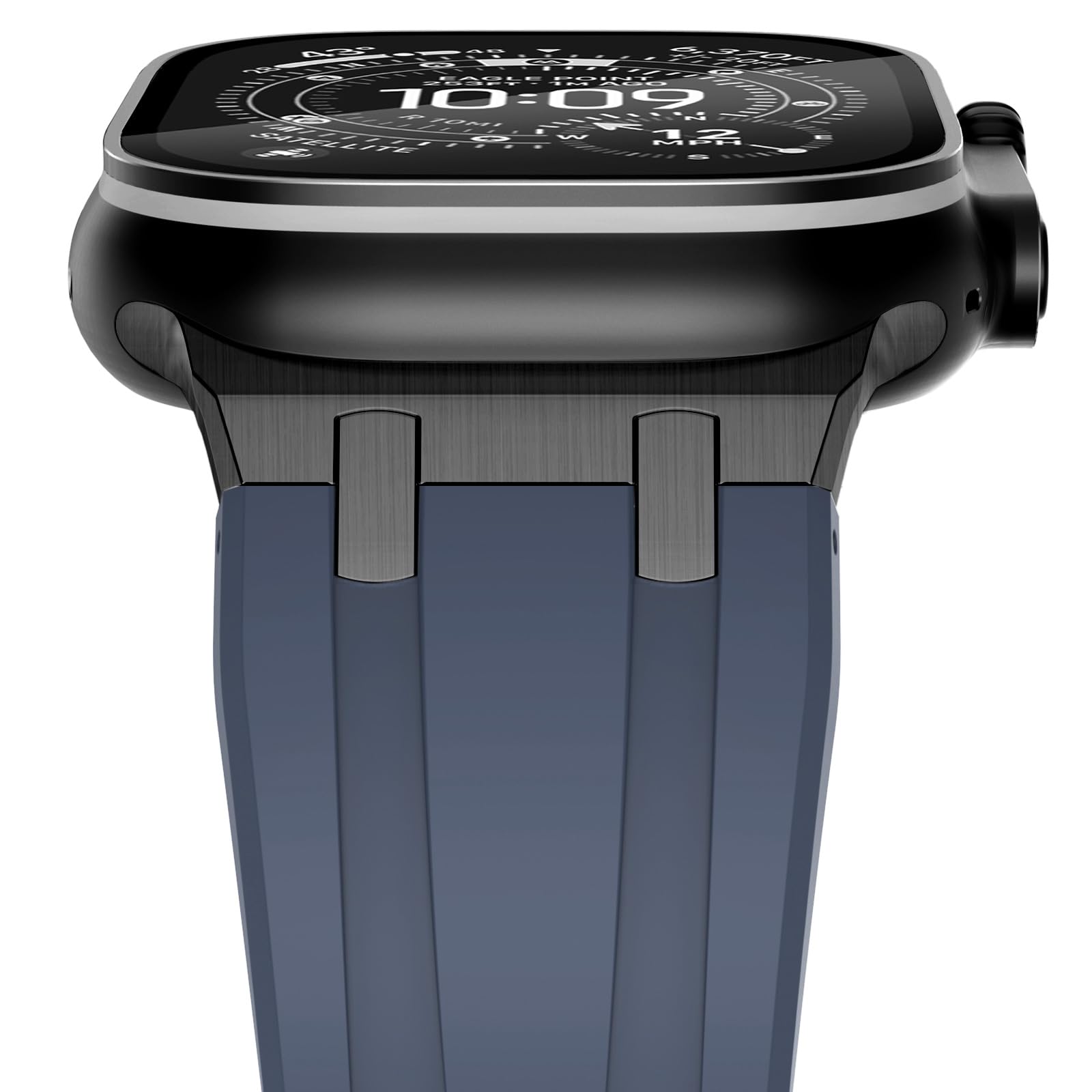 NewWays Silicone Strap Compatible with Apple Watch 42mm(Series 11/10) 41mm 40mm 38mm,Metal Connector Sport Straps Replacement Band for iWatch Series 11 10 9 8 7 6 SE 5 4 3 2 1,Blue/Black Connector