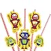 Big Dot of Happiness Robots Paper Straw Decor - Baby Shower or Birthday Party Striped Decorative Straws - Set of 24