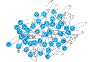 GTONEE Blue Baby Safety Pins - Safety Locking Baby Cloth Diaper Nappy Pins Plastic Head Stainless Steel Diaper Pins Safety Hold Clip Locking Cloth Pins (Blue, 60pcs)