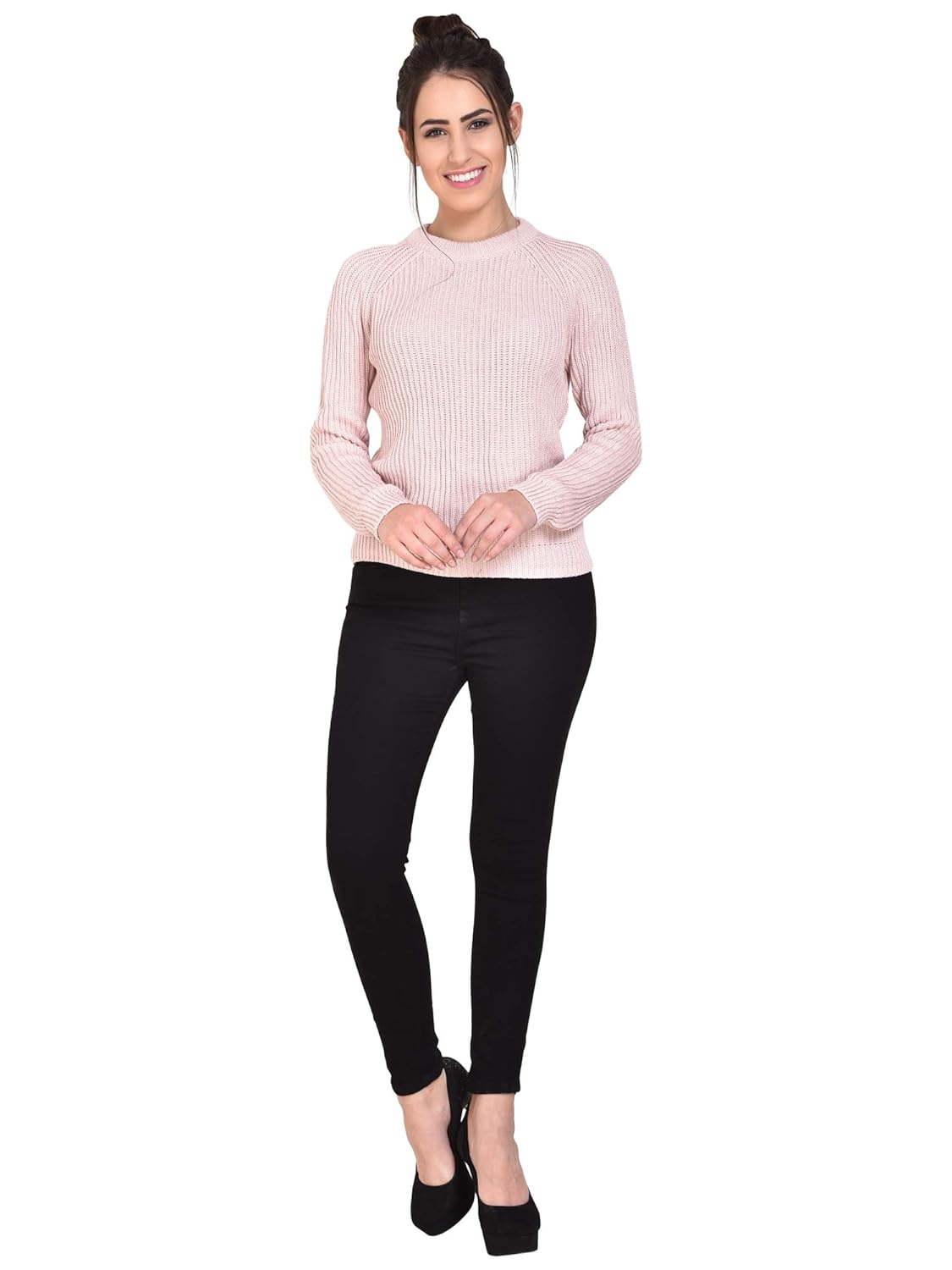 mansicollections pink raglan sleeves sweater for women