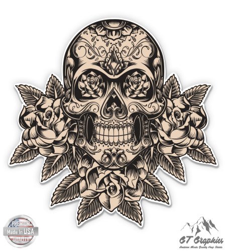 GT Graphics Sugar Skull with Flowers - 3