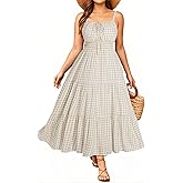 Plus Size Summer Dresses - Boho Maxi Sundress with Pockets Spaghetti Strap Long Casual Sun Dress for Vacation and Beach