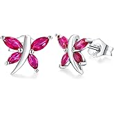 Dragonfly Stud Earrings for Women 925 Sterling Silver Birthstone Earrings Hypoallergenic Fashion Summer Jewerly(with Gift Box)