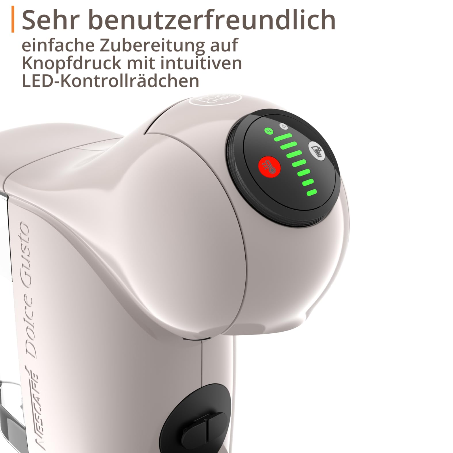 NESCAFÉ DOLCE GUSTO Genio S Kaffeekapselmaschine, abnehmbarer Wassertank 0,8 Liter, heiße und kalte Getränke, 1500 Watt, 15 bar Pumpendruck, Eco-Modus, besonders kompakt, Taupe, KP243AF0 4