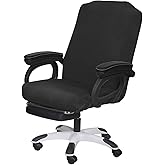 SARAFLORA Office Chair Cover- Large, Black- Removable Computer Cover for with Zipper Universal Rotating Desk High Back Seat Washable Protector Pets