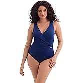 Longitude by Mimi Flamingo Women's Swimwear Solitude O Ring Surplice One Piece Swimsuit, Navy, 14