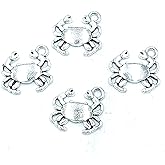YOOGCORETT 30pcs Crab Sailing Animal Pendants Bulk Antique Tibetan Silver Charms Beads for DIY Crafts Necklace Bracelet Keychain Jewellery Making Alloy Pendants 16 X 14mm (Antique Silver)