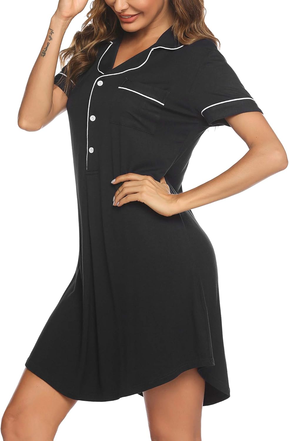 Ekouaer Nursing Nightgowns for Breastfeeding Cotton Button Labor and Delivery Gown Short Sleeve Maternity Gown for Hospital at  Women’s Clothing store