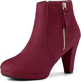 Side Zip Low Platform Chunky Heel 