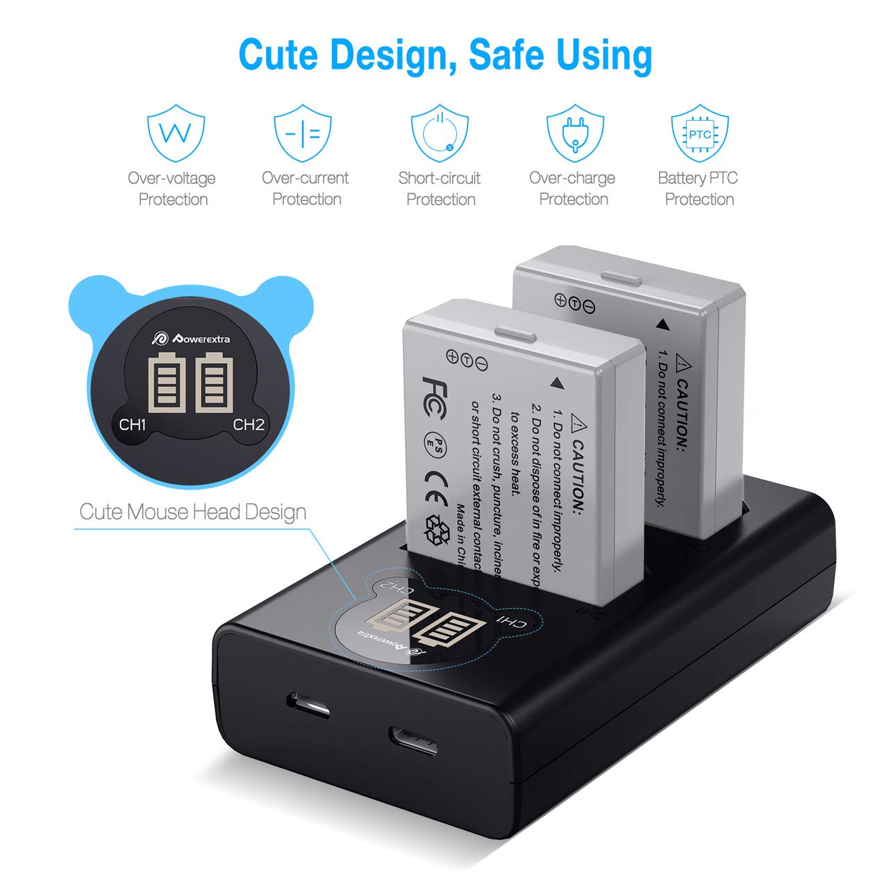 Powerextra 2 X LP-E5 Replacement Battery and Dual LCD Battery Charger Compatible with Canon EOS Rebel XS, Rebel T1i, Rebel XSi, 1000D, 500D, 450D, Kiss X3, Kiss X2, Kiss F